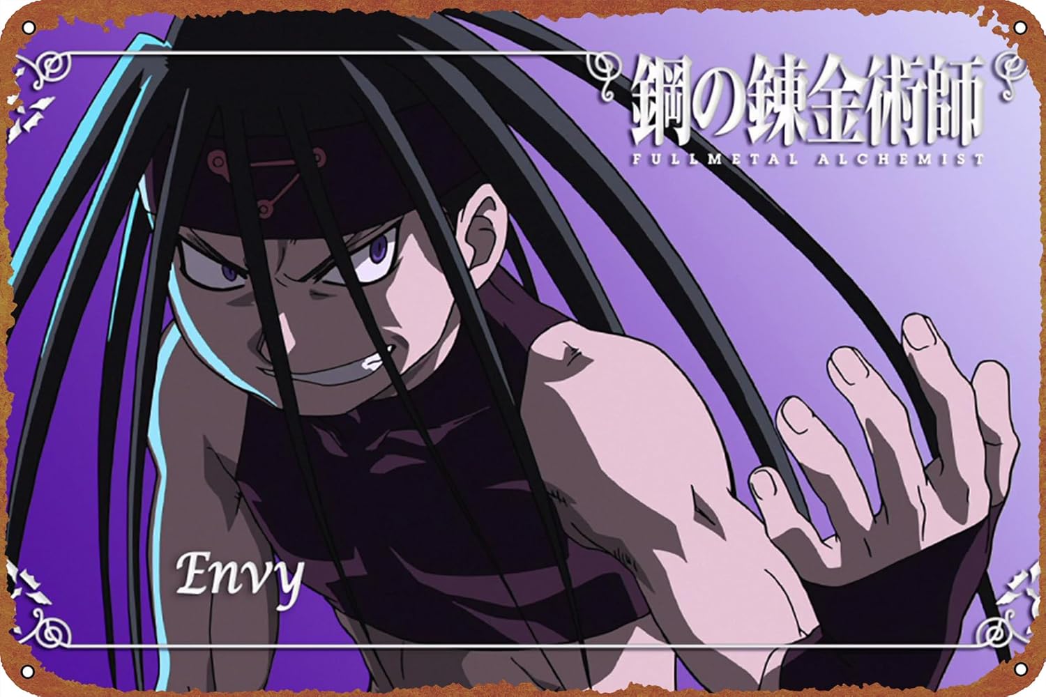 Home Garden Alchemist - โปสเตอร์อนิเมะ Envy Fullmetal Alchemist แผ่นโลหะสไตล์วินเทจ สำหรับตกแต่งคาเฟ่