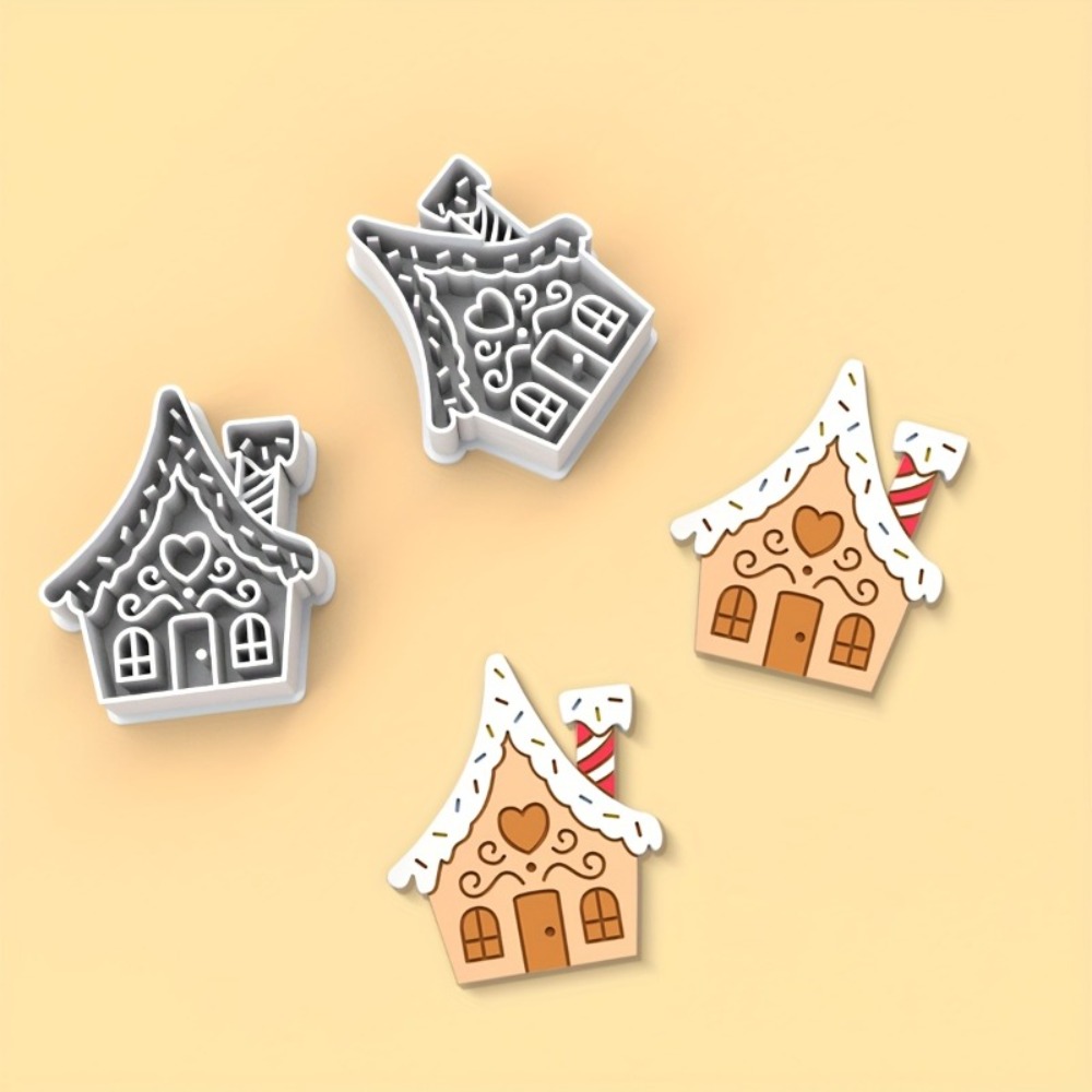 Home Fragrance Gingerbread - แม่พิมพ์คุกกี้รูปบ้านขนมปังขิงคริสต์มาส 1 ชิ้น ดีไซน์บ้านหิมะสไตล์โบฮีเมียน สำหรับทำขนมในเทศกาลวันขอบคุณพระเจ้าและคริสต์มาส