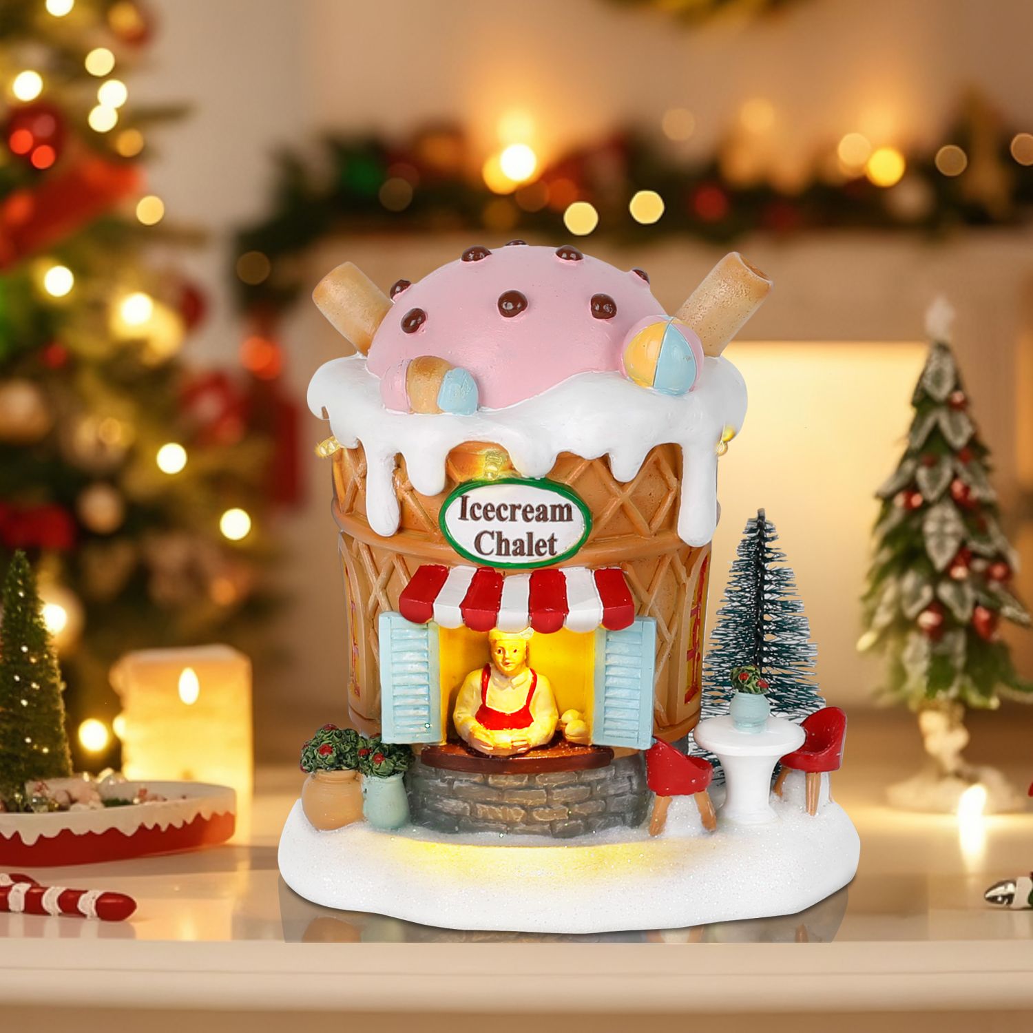 Home Fragrance Gingerbread - บ้านขนมปังขิงเรืองแสง ของตกแต่งคริสต์มาส ร้านไอศกรีม ของสะสม ตุ๊กตาตกแต่งบ้านสำหรับเทศกาลในร่ม
