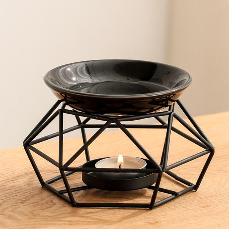 ชามเซรามิคชั้นวางเหล็กสีดํารูป - Home Fragrance Lamp บทวิจารณ์และราคา